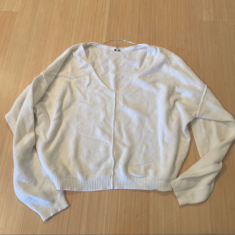 Free People White V neck Sweater